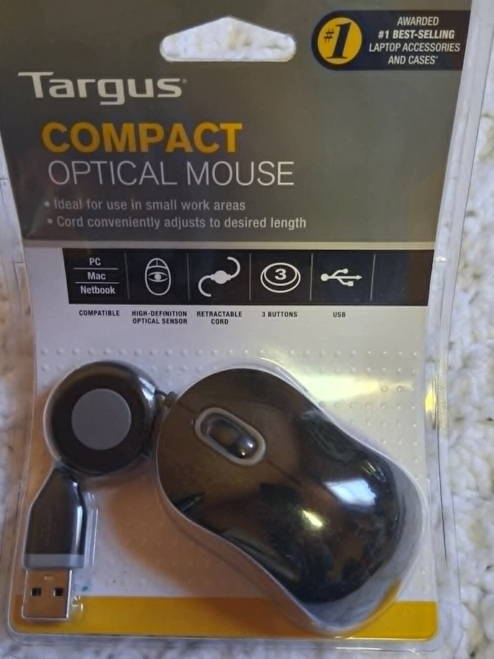TARGUS COMPACT OPTICAL MOUSE --NWOT